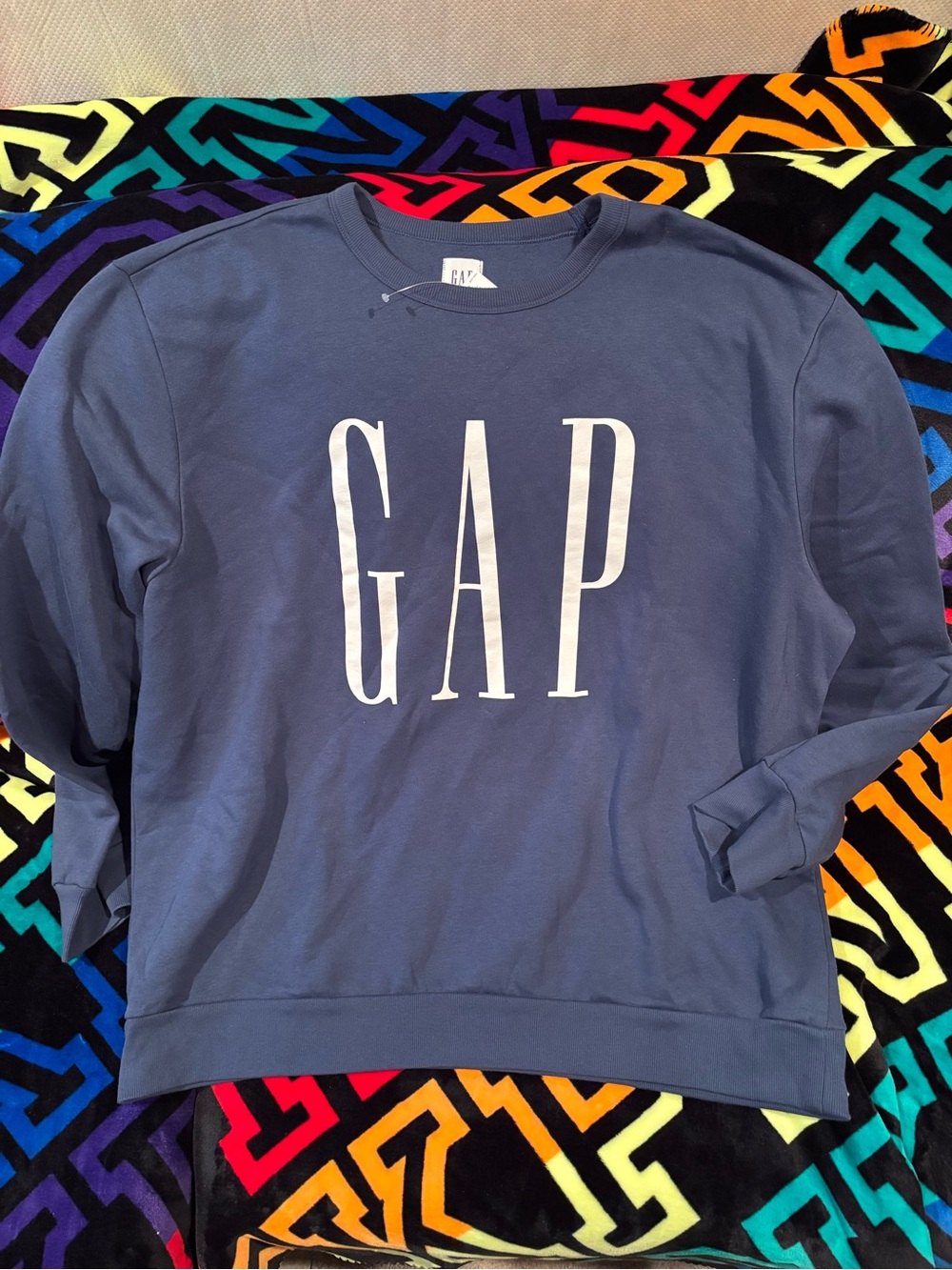 GAP Men's Crewneck Sweatshirt in Navy with White Logo